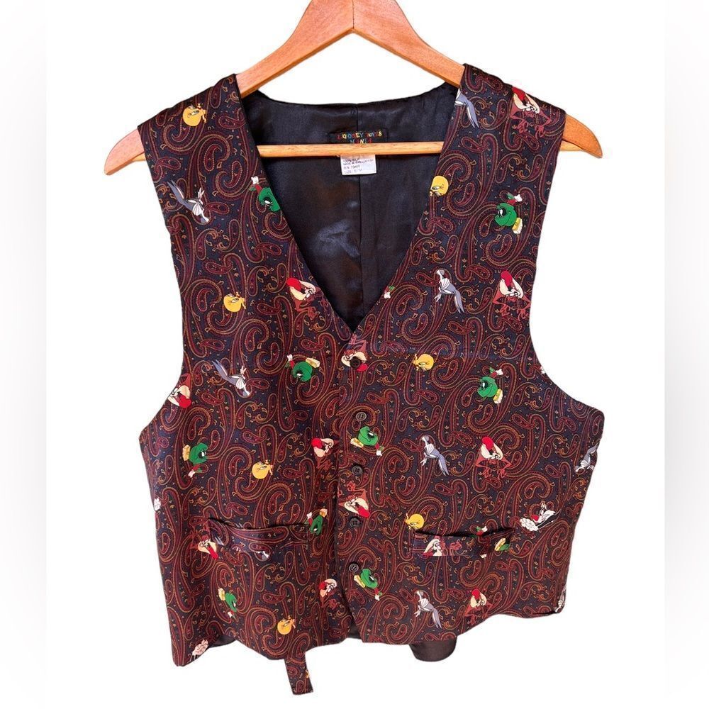 Vintage 1993 Looney Tunes 100% Silk Vest S/M